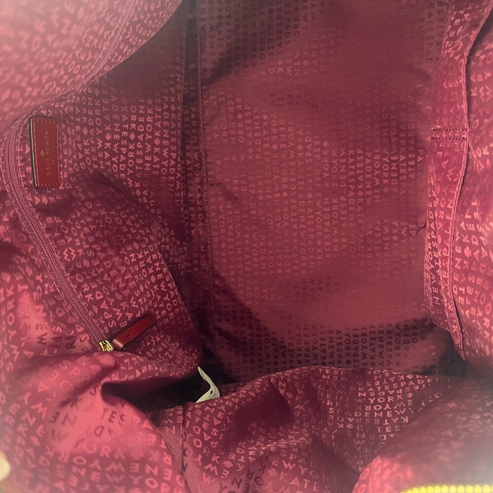 Kate Spade Filipa Pebbled Leather Duffle Overnight Weekend Bag Burgundy - Picture 16 of 17